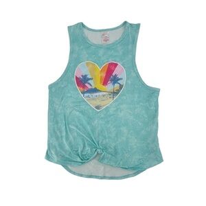 NWT No Boundaries Blue Heart Beach Knotted Front Tank Top Size Small Women’s